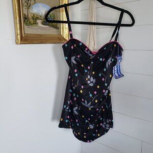 Vintage Union Made NWT Deadstock Mainstream Confetti One Piece Swimsuit Large